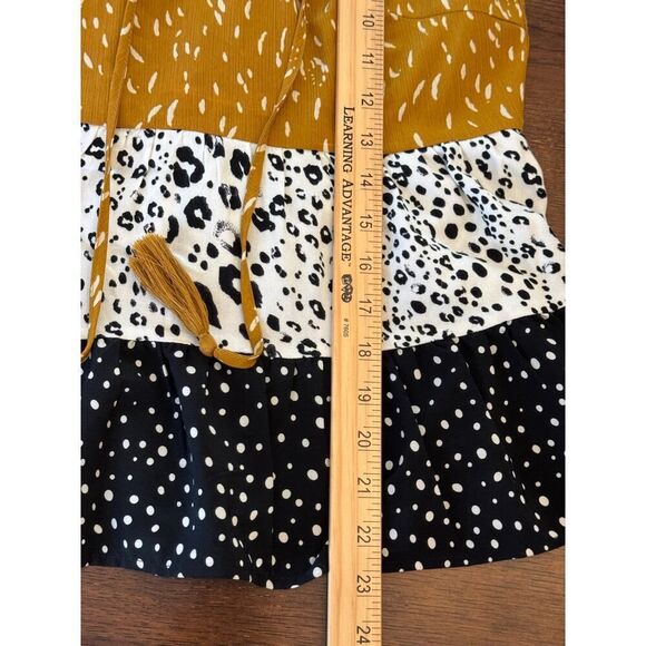 THML Women's Sleeveless Ruffle Peplum Top XS Tiered Animal Dot Print Boho Blouse - Picture 11 of 12